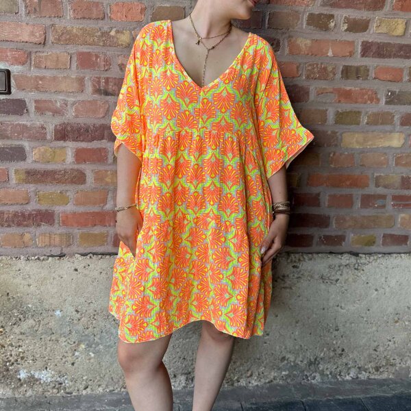Musselinkleid oversize "Ibiza gelb-orange" One Size