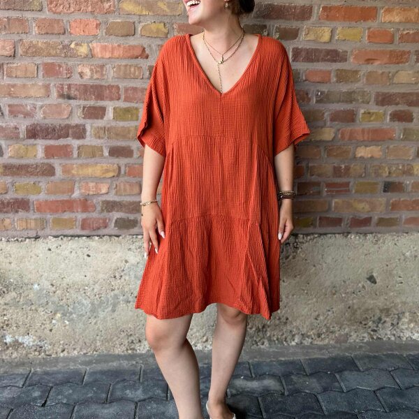 Musselinkleid oversize "rostrot" One Size