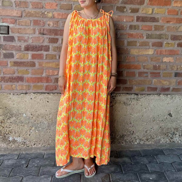 Musselin-Trägerkleid "Ibiza neongelb-neonorange " One Size