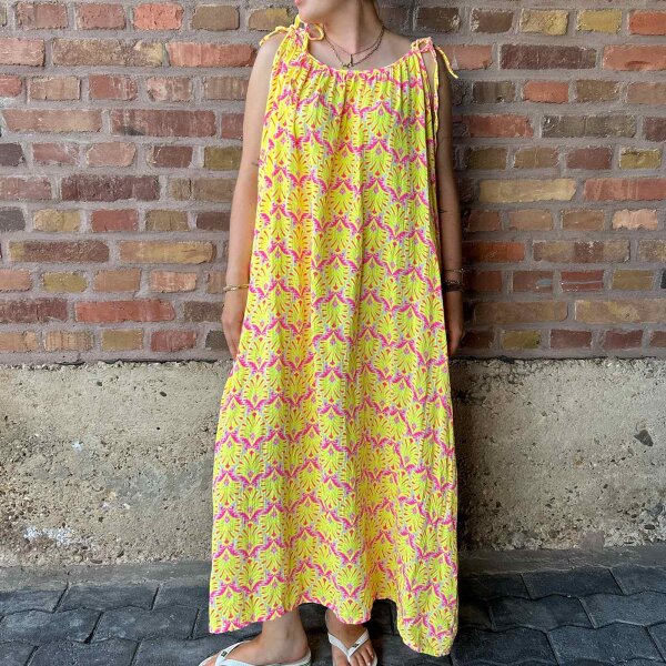Musselin-Trägerkleid "Ibiza neongelb-neonpink " One Size