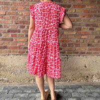 Musselinkleid mit Volant kurz "Ibiza weiß-neonorange-pink" One Size