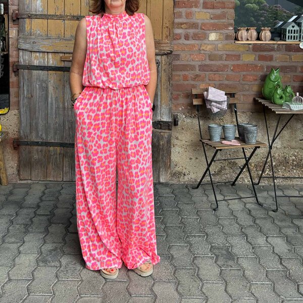 Jumpsuit "Leo weiß-neonpink-orange" One Size