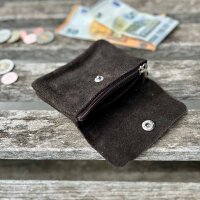 Leder-Portemonnaie S Velours braun