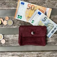 Leder-Portemonnaie S Velours bordeaux