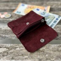 Leder-Portemonnaie S Velours bordeaux