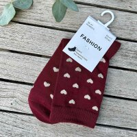 Socke Glitzerherz "bordeaux" 36-41