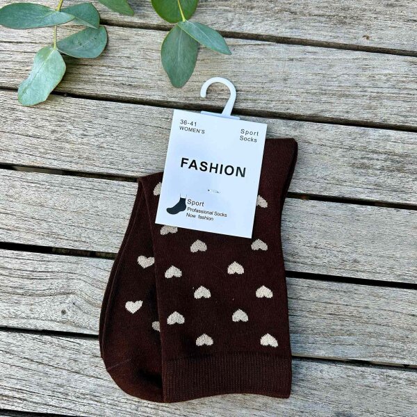 Socke Glitzerherz "braun" 36-41