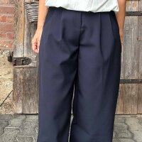 Barrel Leg Hose mit Bundfalten "dunkelblau"