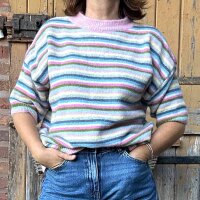 Kurzarmpullover bunt gestreift "rosa"