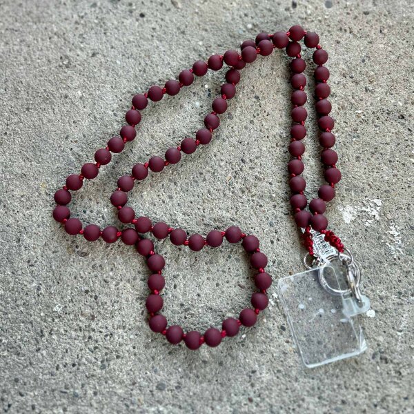 Handykette Acrylperlen "bordeaux"