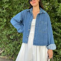 Jeansjacke mit Kellerfalte