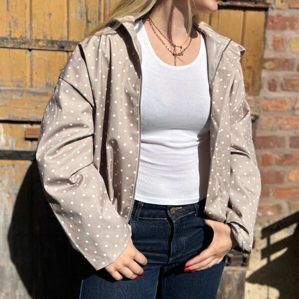 Boxy Blouson Dots beige One Size