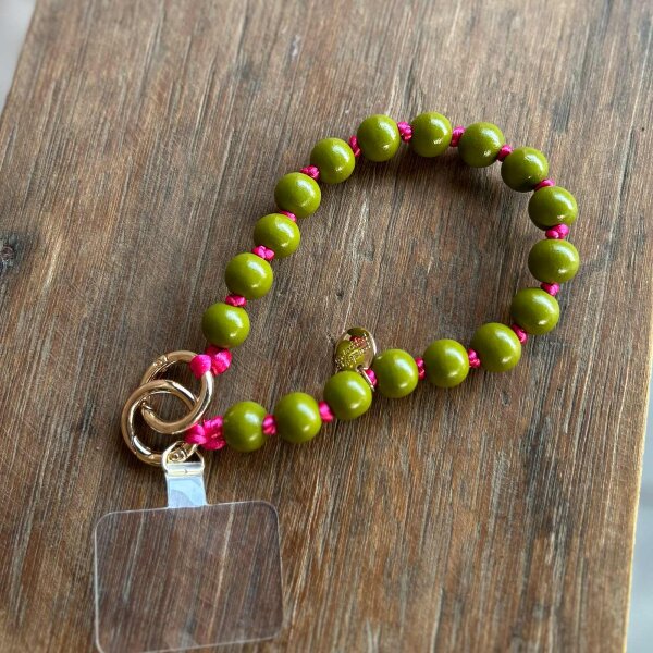 Handykette 3in1 Bag Charm & Schlüsselanhänger "grün-pink" von Parsley und Pepper