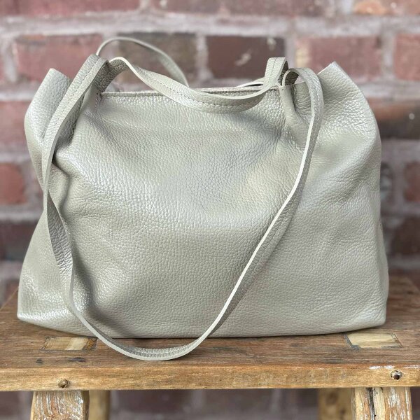 Ledershopper "Riva" taupe