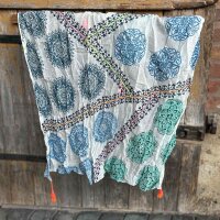 Baumwolltuch im Blockprint "Mandala blau" von...
