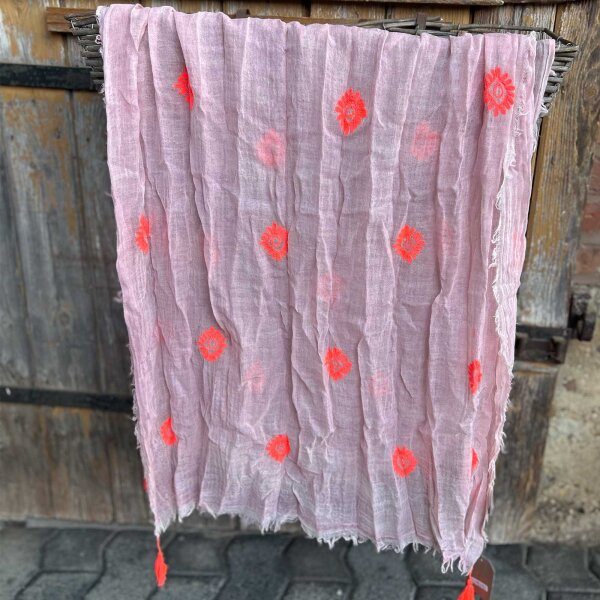 Wolltuch "Rosa mit Neon Stickerei" von Sarah & Sally