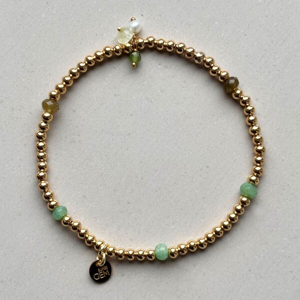 Armband Golden Dots Charms "Green" von Super Gem