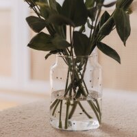 Vase aus Glas groß "Herzen schwarz" von Eulenschnitt