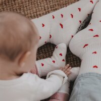 Babysocken "Allover Herzen rot" von Eulenschnitt 16-18