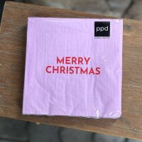 Serviette 33x33 "Merry Christmas" pink-rot