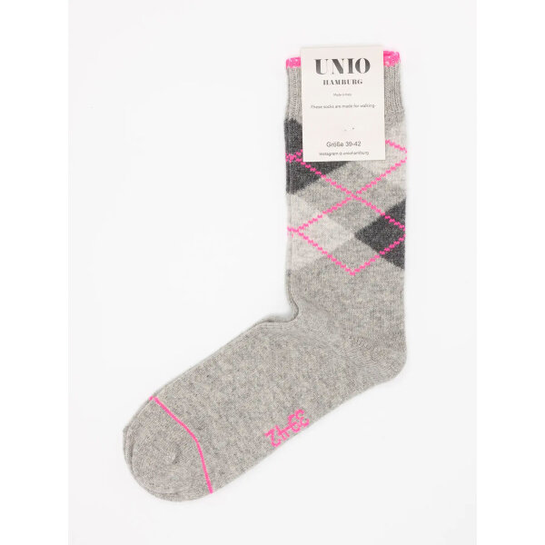Socke Argy "grey melange-grey-neonpink" von Unio Hamburg
