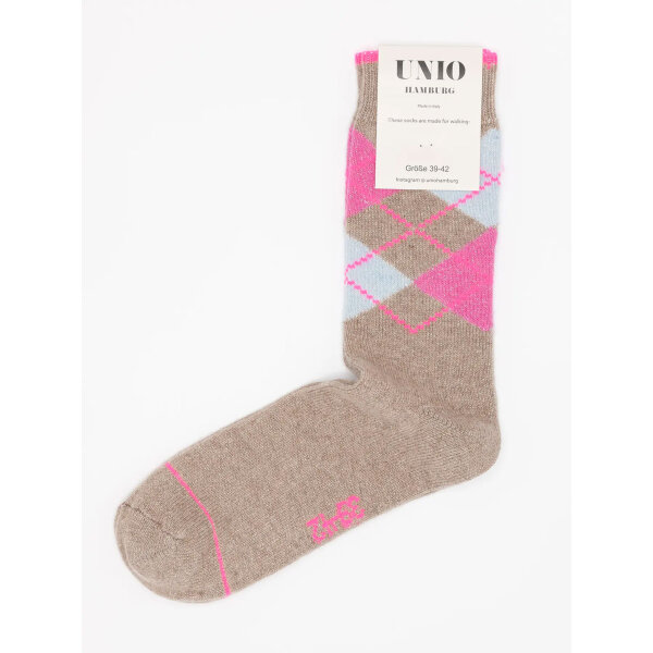 Socke Argy Glitzi "taupe-neonpink" von Unio Hamburg