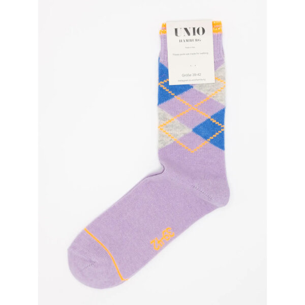 Socke Argy "lavender-blue-orange" von Unio Hamburg