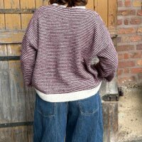 Strickjacke "Streifen" bordeaux-creme One Size