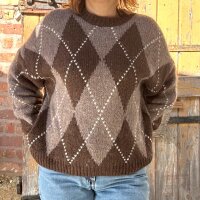 Rautenpullover braun-taupe One Size