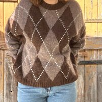Rautenpullover braun-taupe One Size
