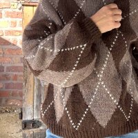 Rautenpullover braun-taupe One Size
