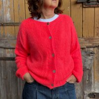 Strickjacke mit Rundhalsausschnitt "neoncoral"...