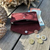Leder-Portemonnaie L Velours bordeaux
