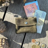 Leder-Portemonnaie S Velours dunkelgrün
