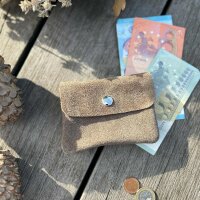 Leder-Portemonnaie S Velours nougat