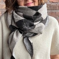 Dreiecksschal Rautenmuster braun-beige