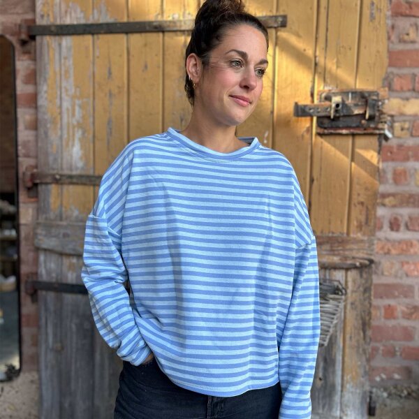 Langarm Shirt "Streifen"blau-hellblau" One Size
