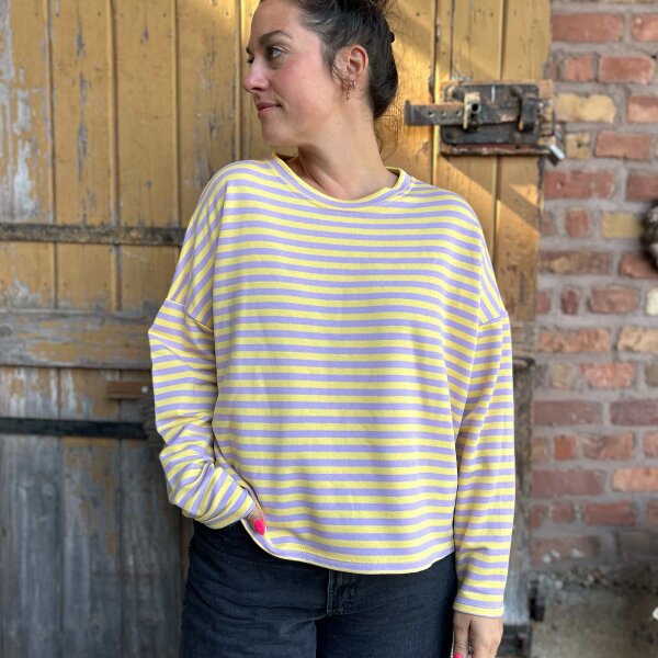 Langarm Shirt "Streifen"gelb-flieder" One Size