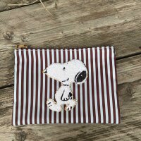 Kosmetiktasche Snoopy Streifen "braun-hellblau"