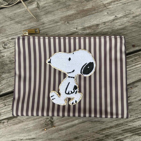 Kosmetiktasche Snoopy Streifen "taupe-braun"