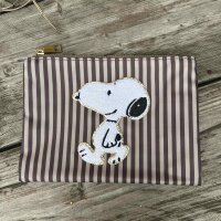 Kosmetiktasche Snoopy Streifen "taupe-braun"