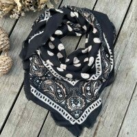 Großes Viskosetuch "Paisley" 110x110 schwarz