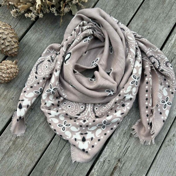 Großes Viskosetuch "Paisley" 110x110 taupe