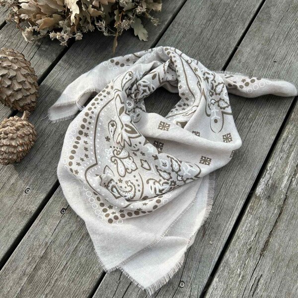 Großes Viskosetuch "Paisley" 70x70 beige