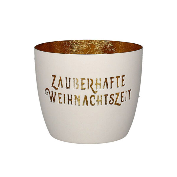 Windlicht Madras "Zauberhafte Weihnachtszeit" weiß/gold von Giftcompany