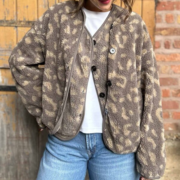 Teddyjacke "Leo" stein-taupe