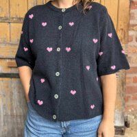 Halbarmweste Herzchen "dunkelblau-pink" One Size