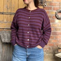 Strickjacke Elia Streifen "bordeaux-lila" One Size