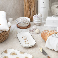 Kleine Servierplatte oval / Oval Plate XS White/Brown print von Bastion Collections