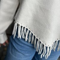 Strickpullover "Fransen" wollweiß